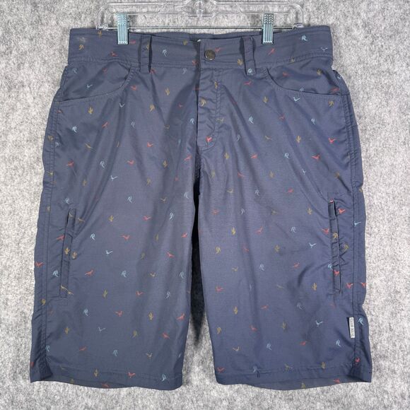 Club Ride Shorts Mens Size 34x11 Blue Cargo Cactus Bird Adjustable Waist - Picture 1 of 13